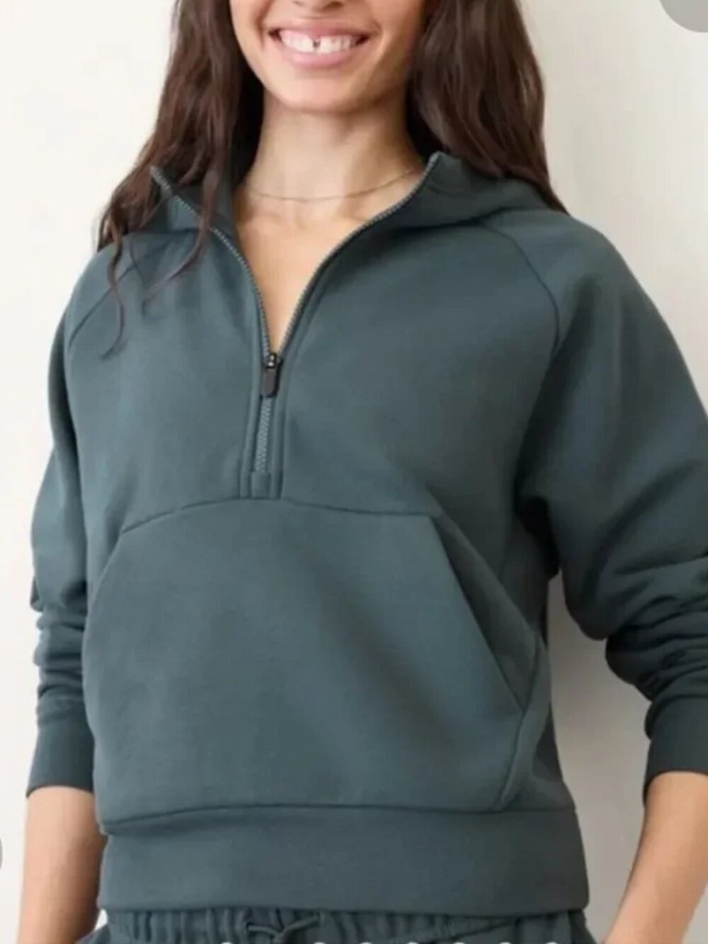 Athleta Forever Fleece Half Zip Hoodie in Eden